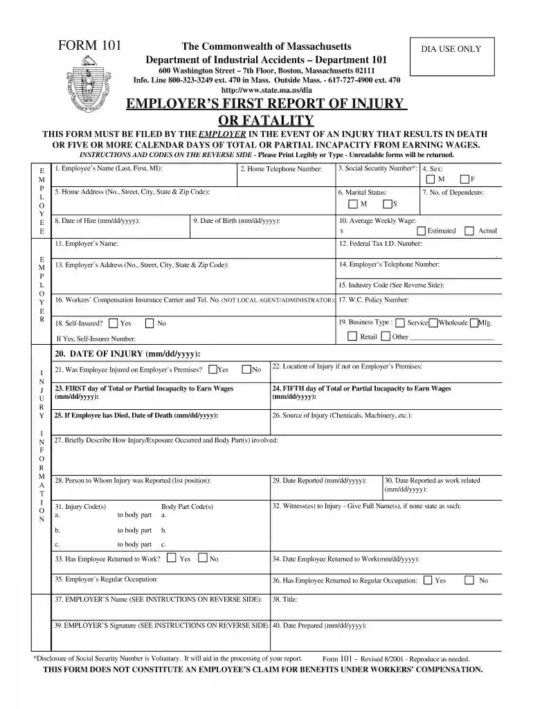 form 101 pdf Preview on Page 1