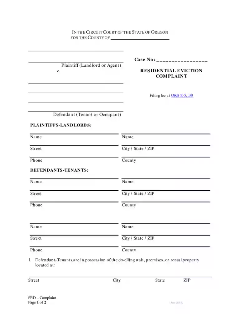oregon civil complaint form Preview on Page 1