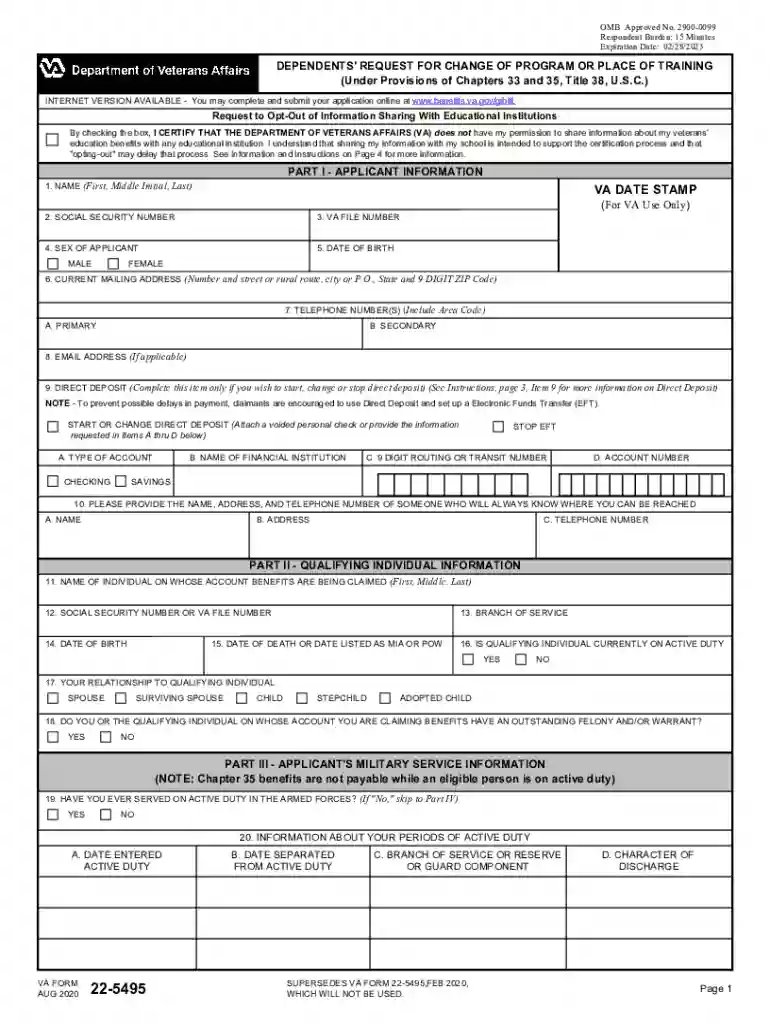 va form 22 5495 Preview on Page 1