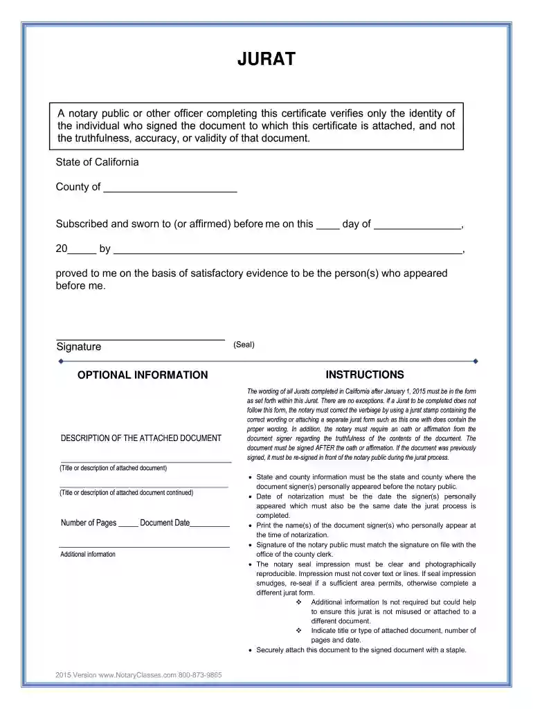 california notary jurat form Preview on Page 1