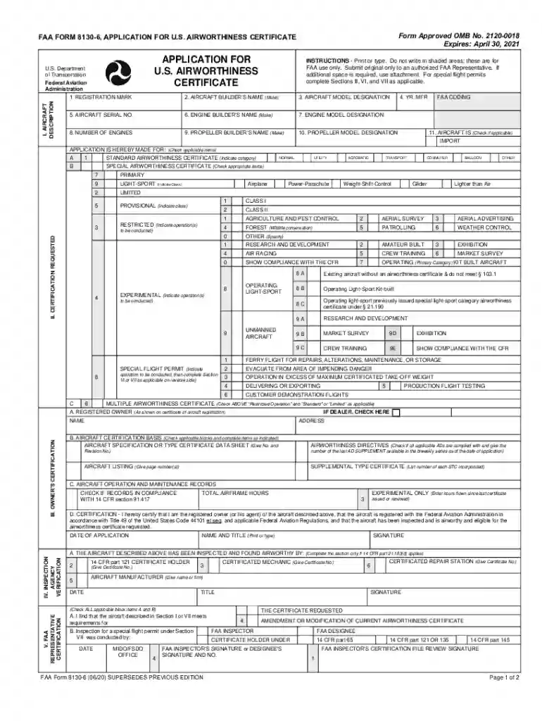 faa special airworthiness certificate Preview on Page 1