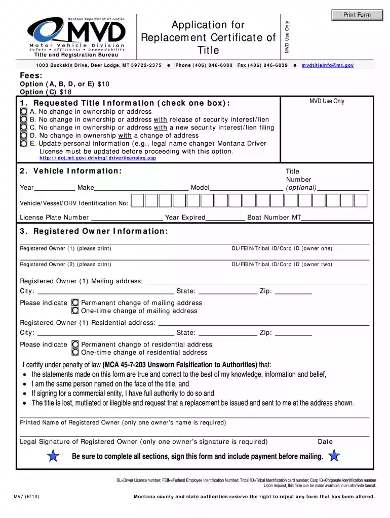 form mv7 montana Preview on Page 1
