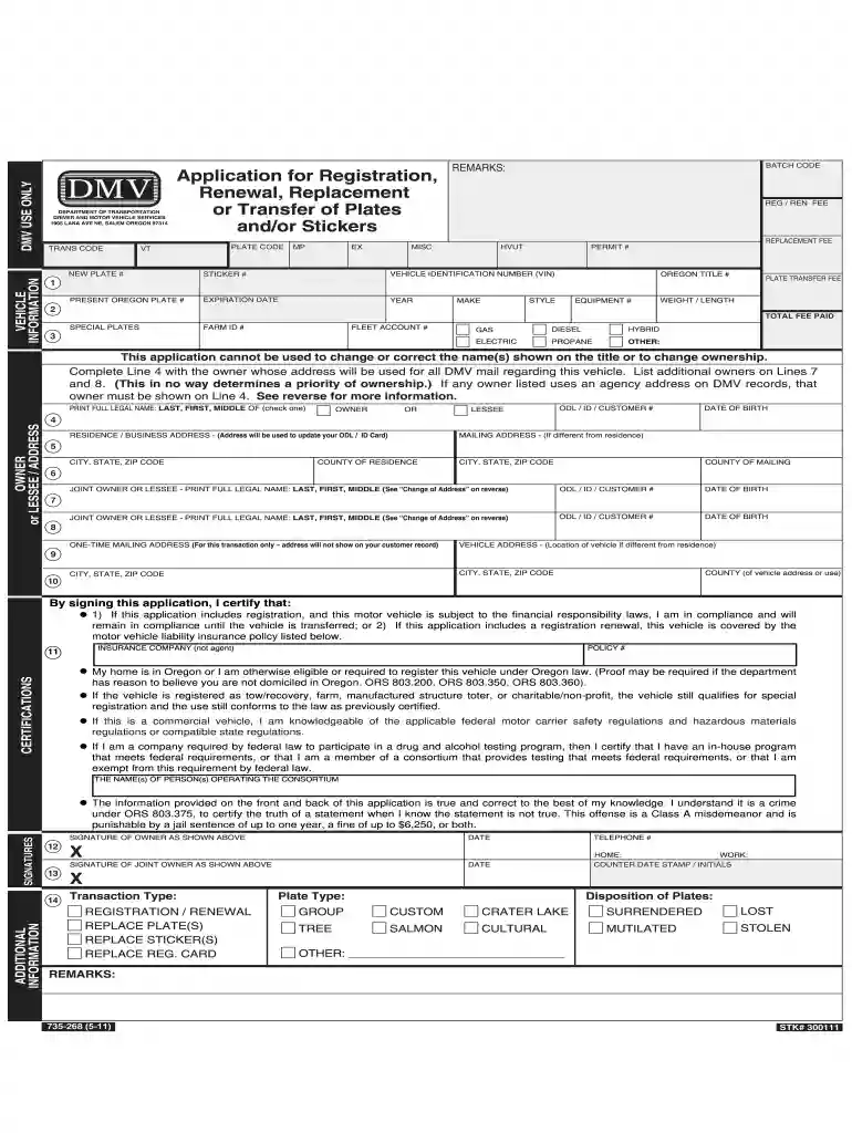 lost registration oregon Preview on Page 1