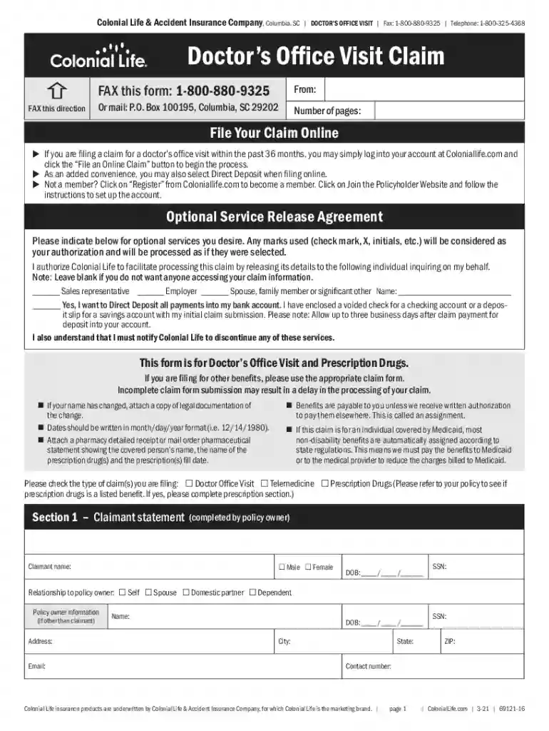 doctors claim form Preview on Page 1
