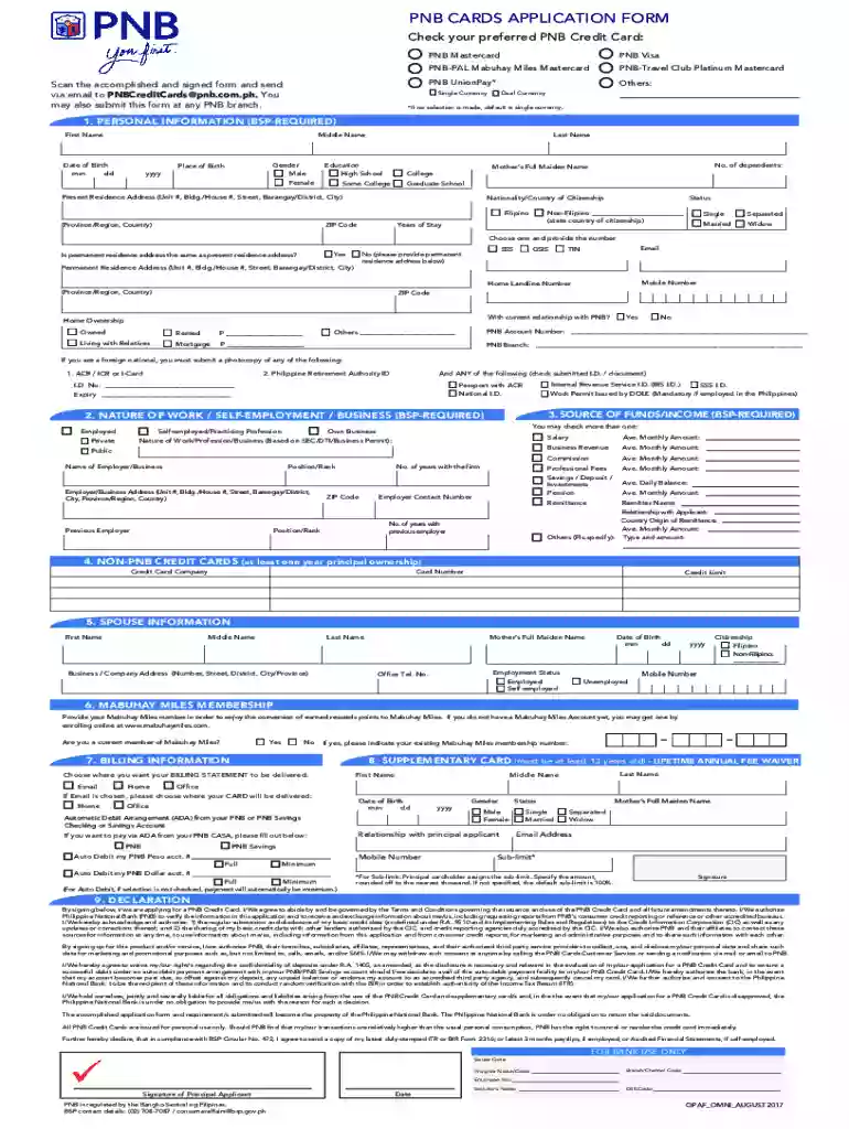 PNB Credit Cards Home Preview on Page 1