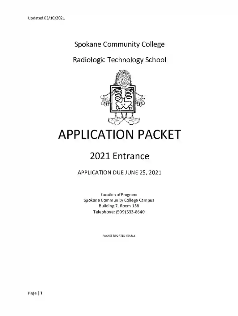 2021 SCC Radiologic Technology School Application Packet 2021 SCC Radiologic Technology School Appli Preview on Page 1