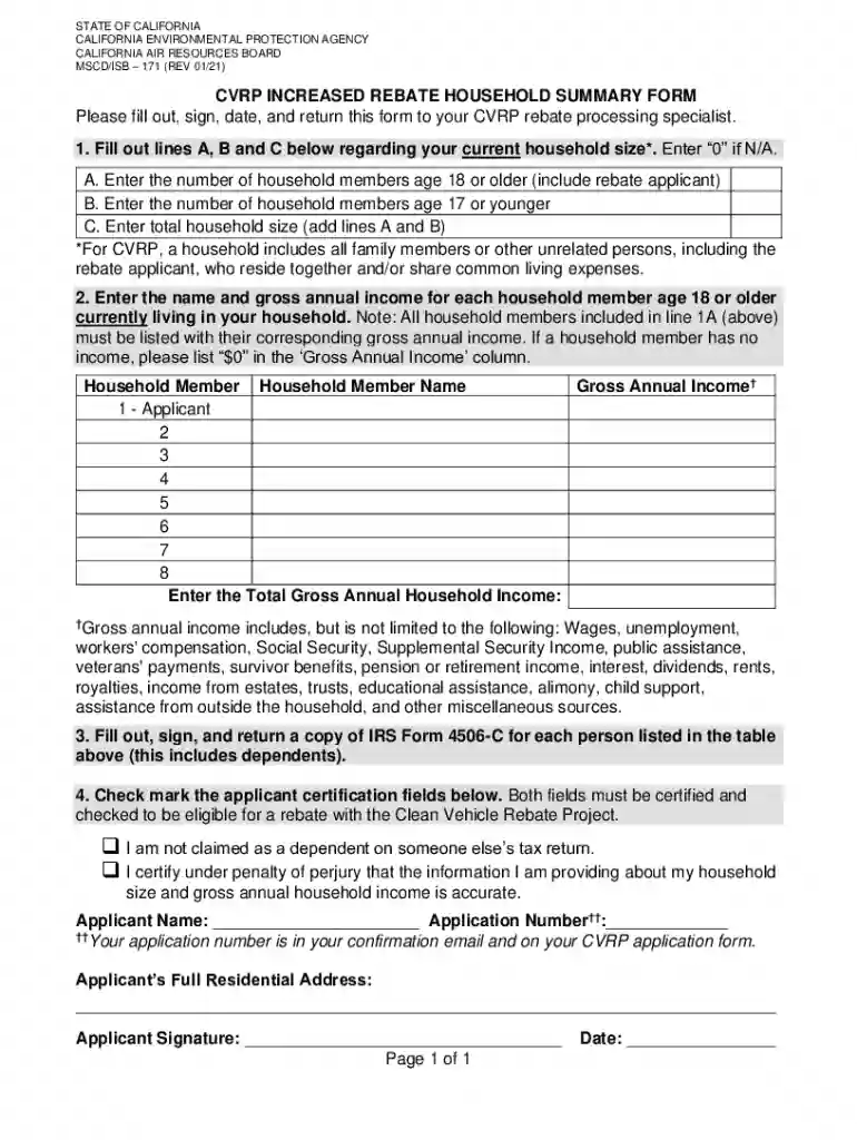 household summary form Preview on Page 1