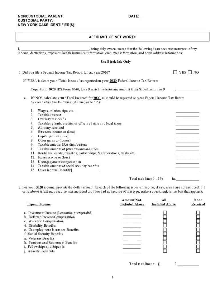 child support affidavit ny Preview on Page 1