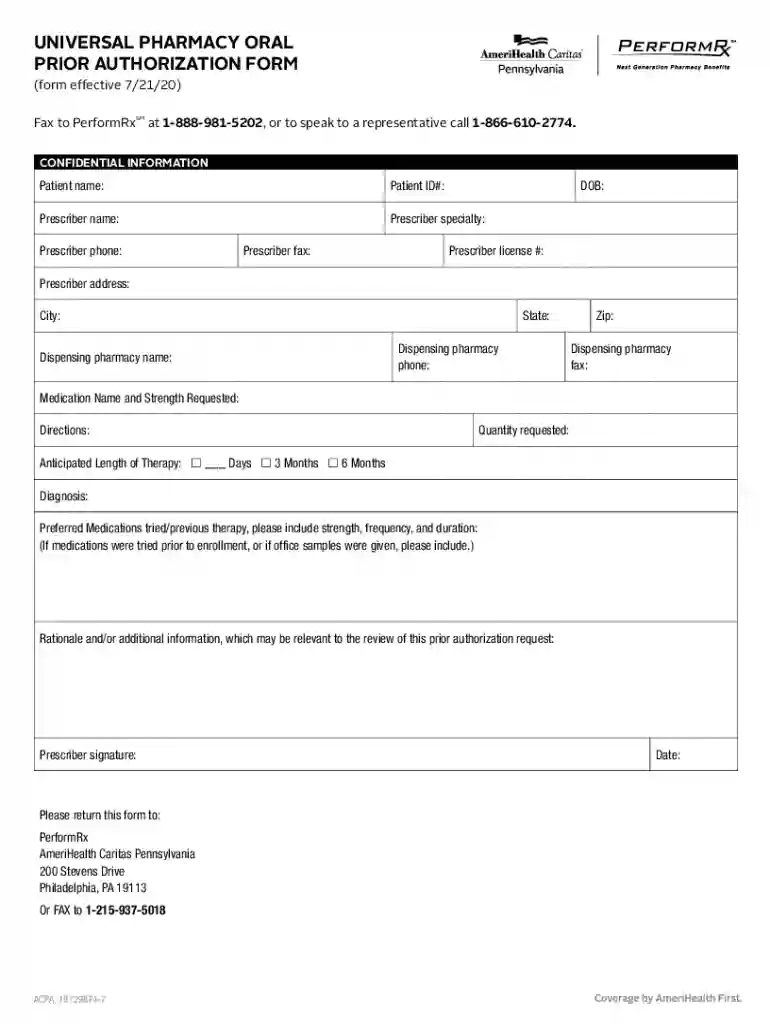 amerihealth caritas prior authorization form Preview on Page 1