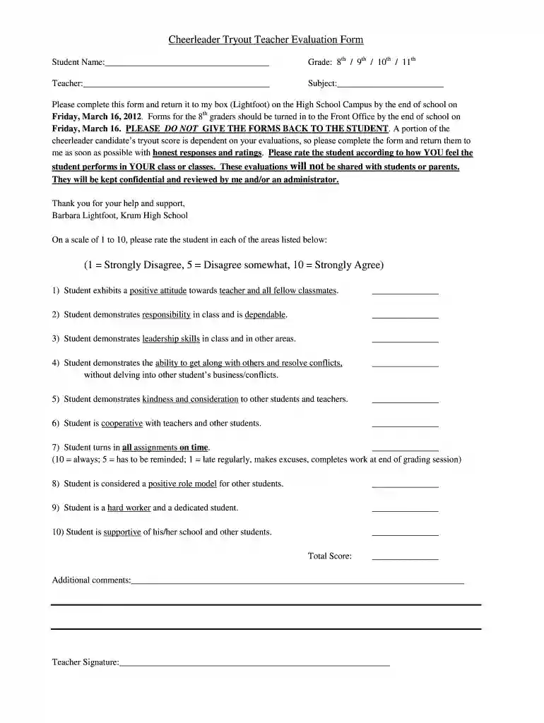 cheer evaluation sheet Preview on Page 1