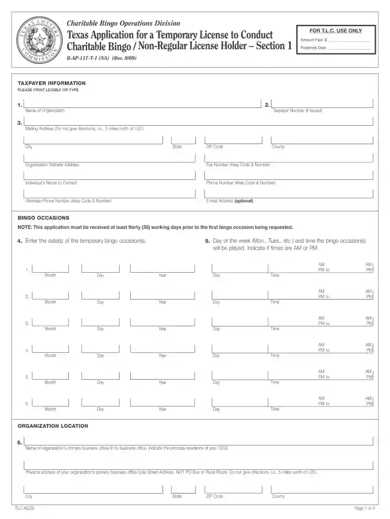charitable bingonon regular license holder section 1 form Preview on Page 1