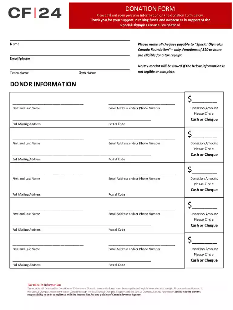 Donation Form Preview on Page 1