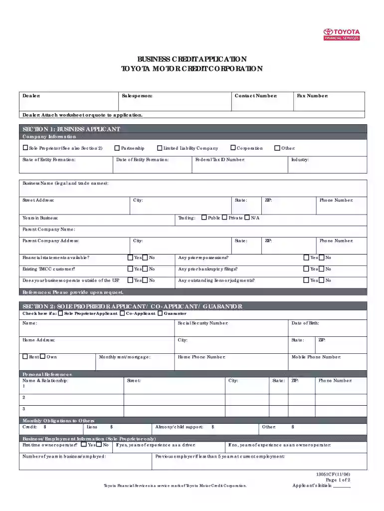 toyota application Preview on Page 1