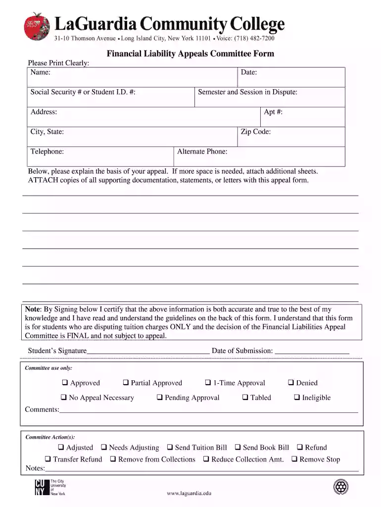 form laguardia appeal Preview on Page 1