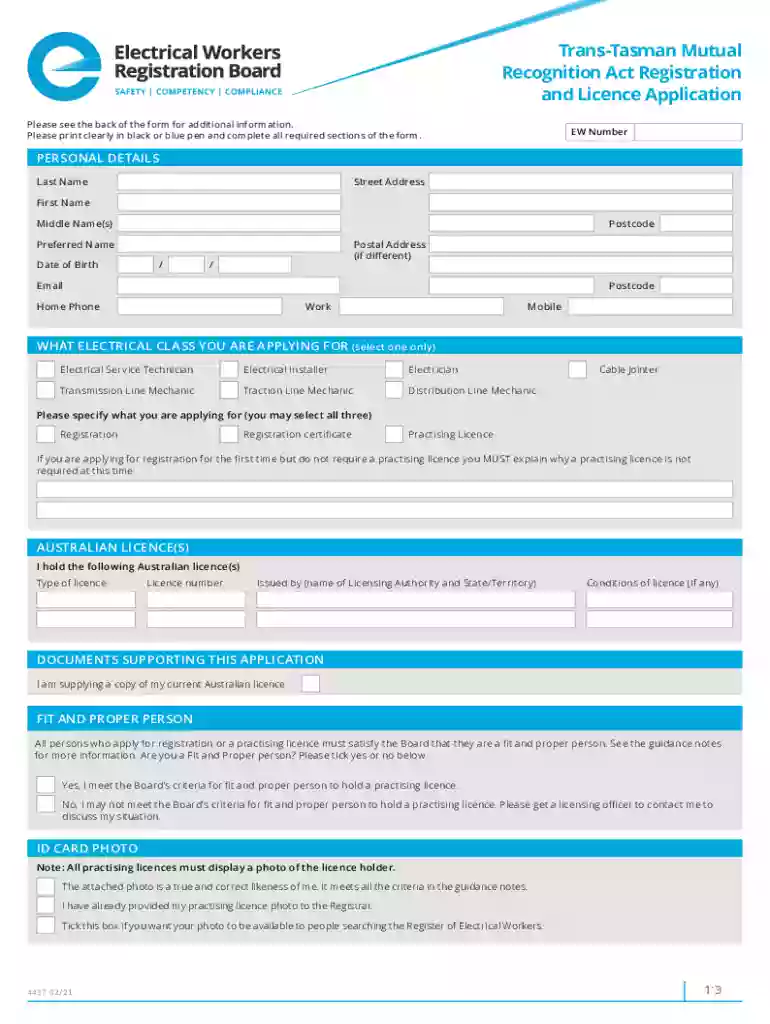 Form 760 - Trans-Tasman Mutual Recognition Agreement Licence Preview on Page 1