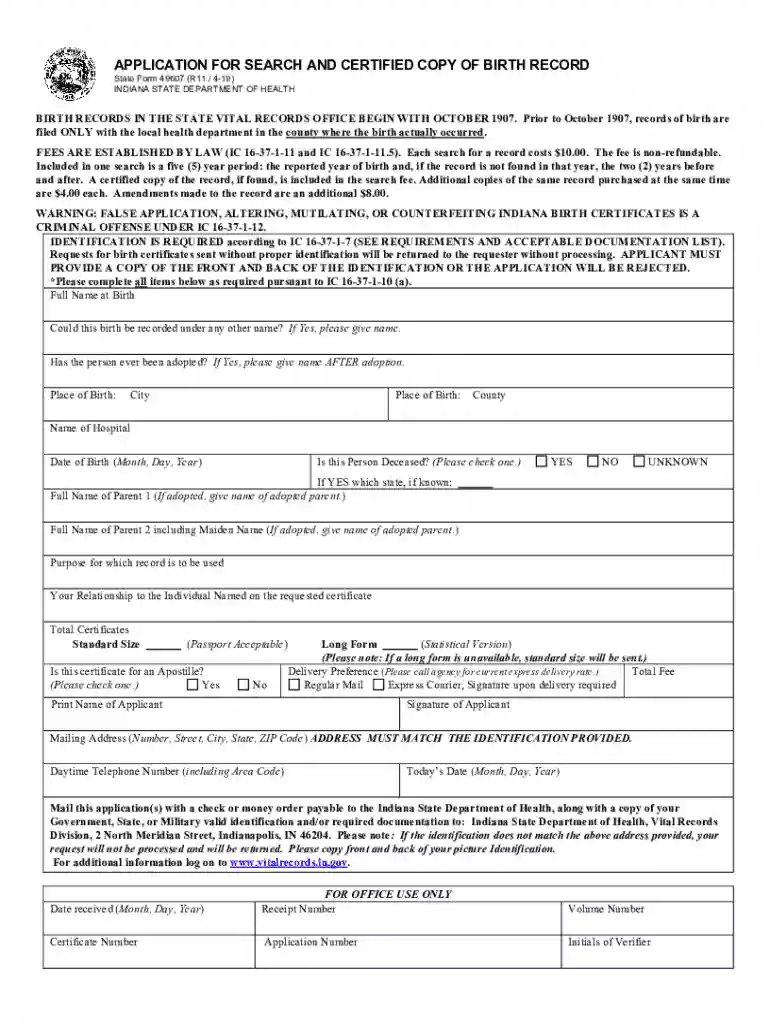 application for certified copy of birth record example Preview on Page 1