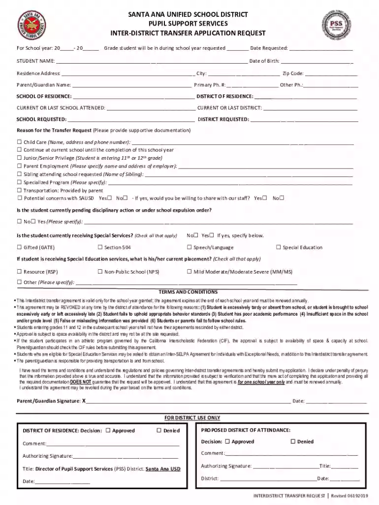 santa ana unified school district interdistrict transfer Preview on Page 1
