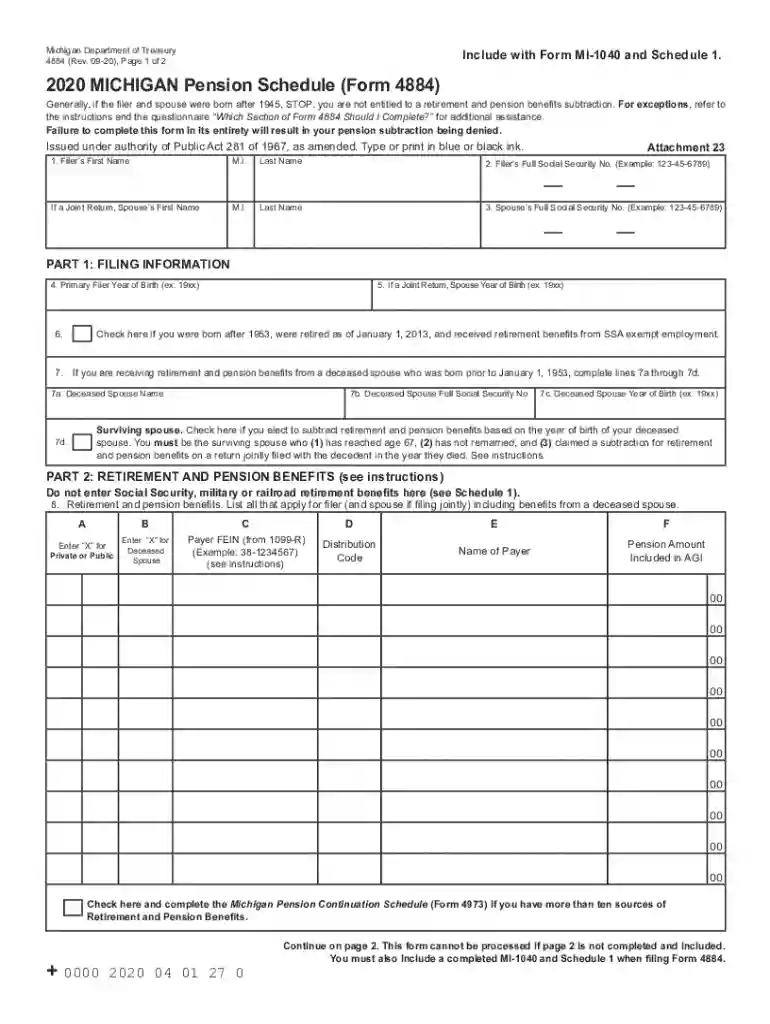 michigan form 4884 Preview on Page 1