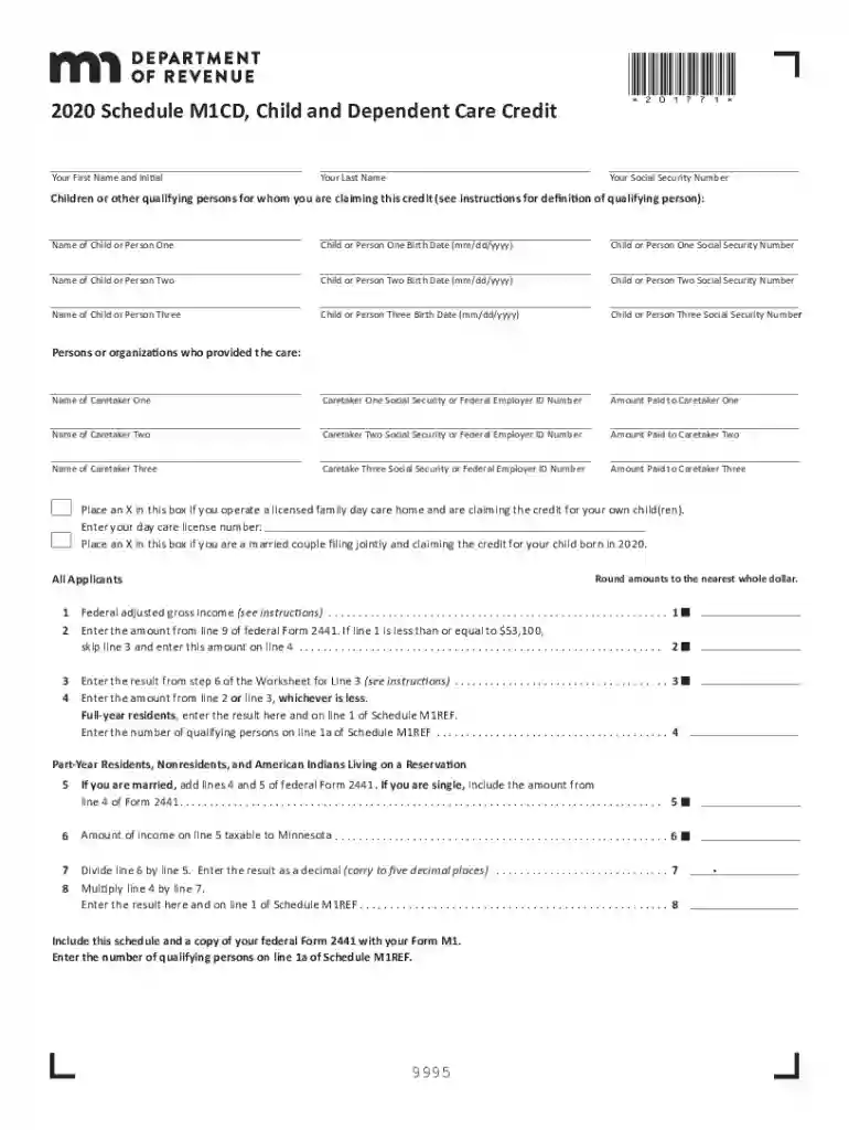 Child and Dependent Care CreditMinnesota Department of Revenue Preview on Page 1