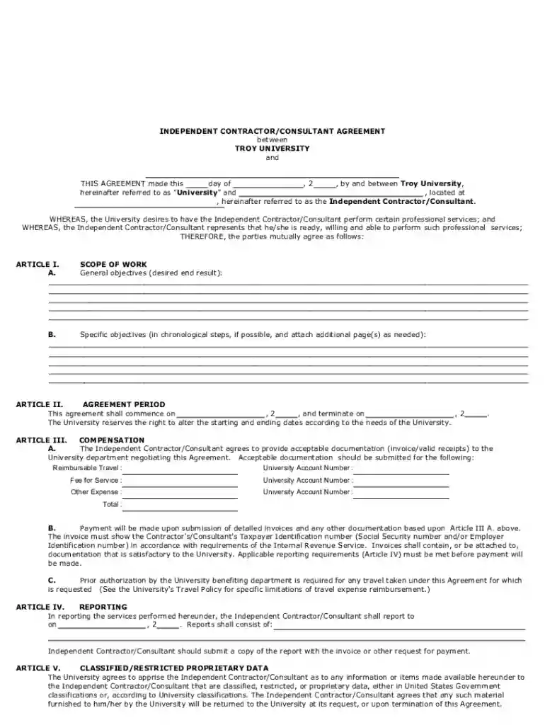 50+ FREE Independent Contractor Agreement Forms & Templates Preview on Page 1