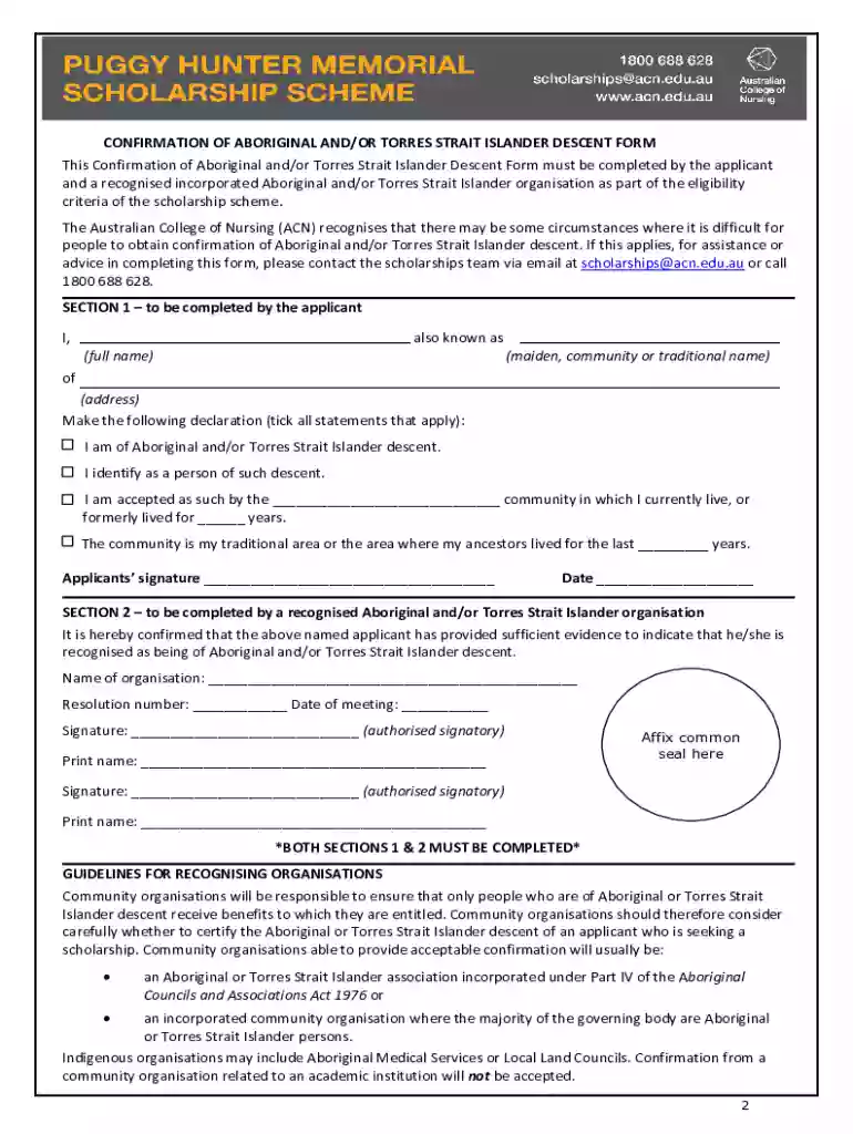 Proof of AboriginalityAIATSISConfirmation of Aboriginality or Torres Strait Islander Proof of Aborig Preview on Page 1