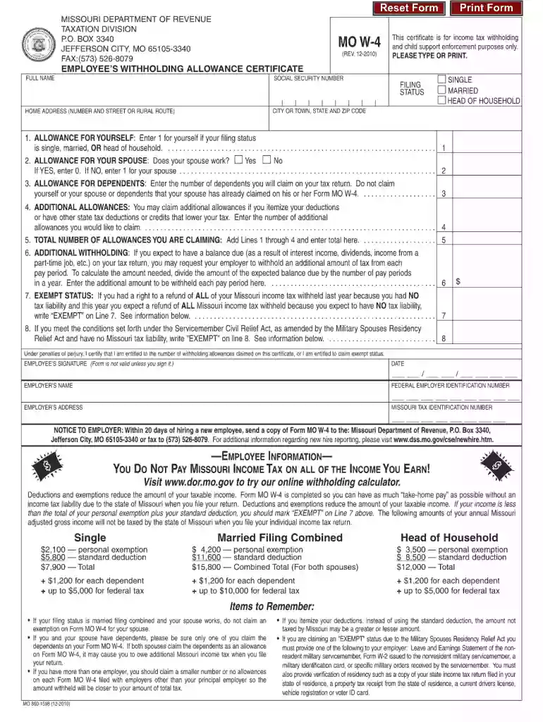 mo w 4 forms 2019 printable Preview on Page 1