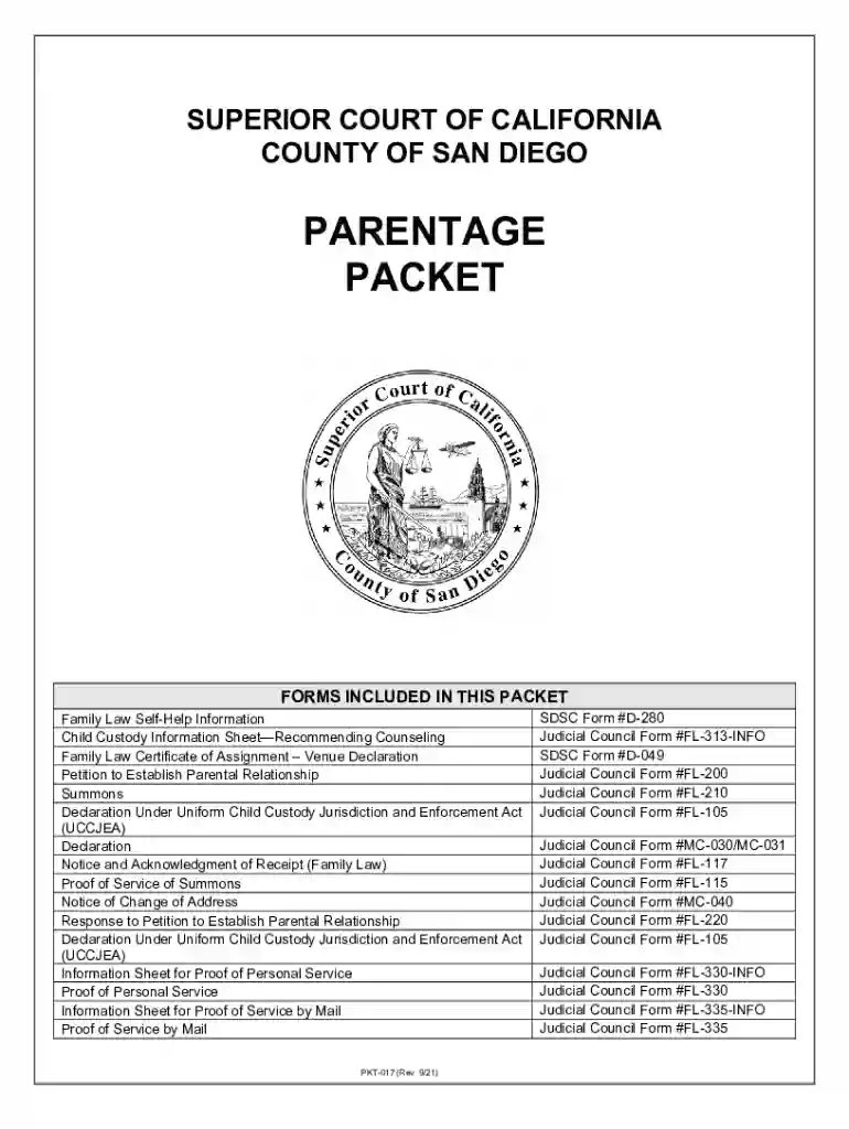san diego parentage packet court Preview on Page 1