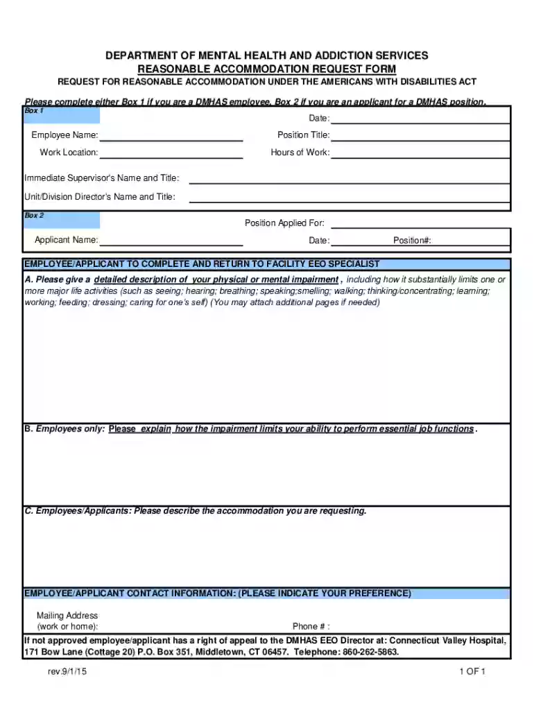 reasonable accommodation form Preview on Page 1