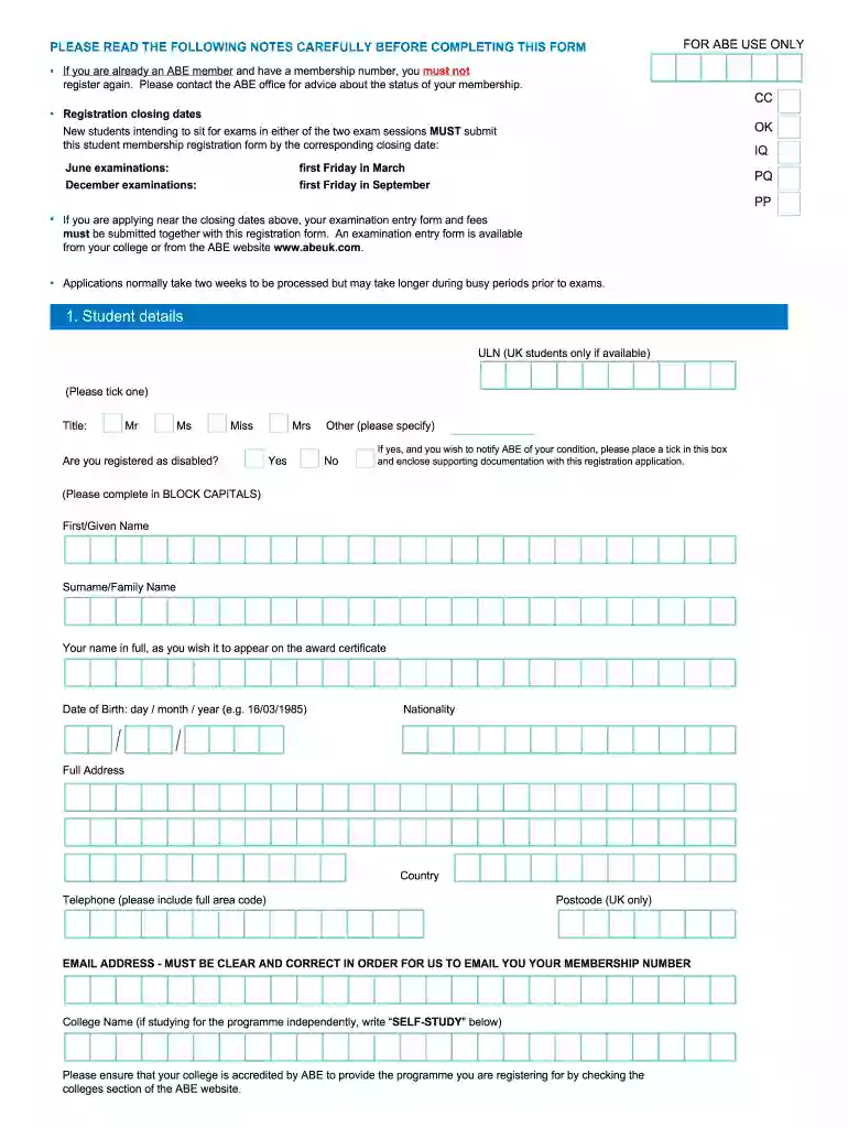 abe registration Preview on Page 1