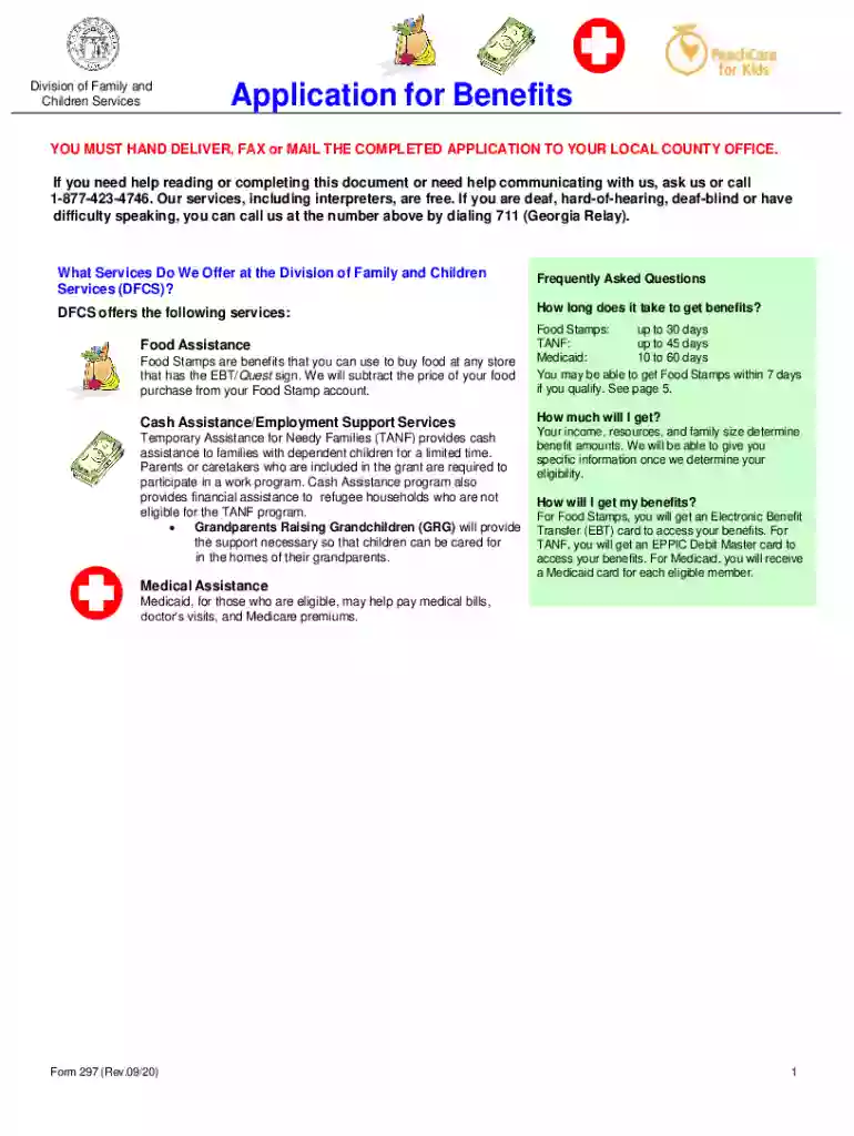 georgia dfcs application Preview on Page 1