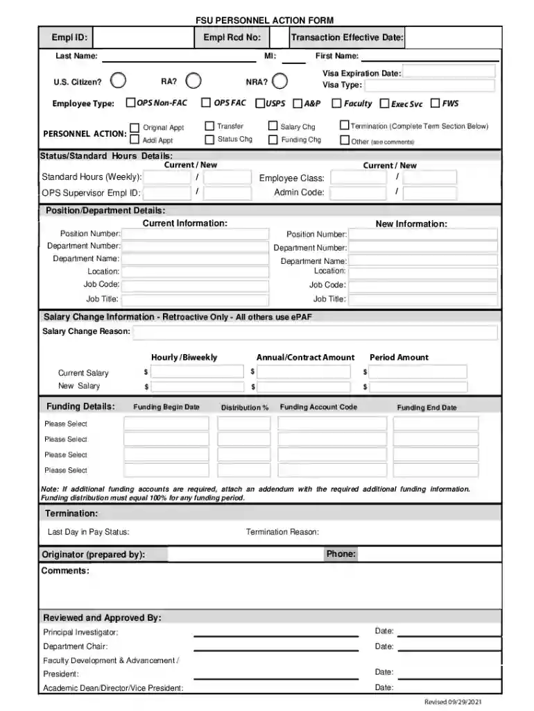 personal action form Preview on Page 1