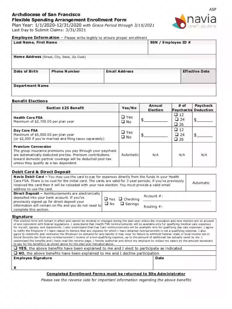 FSA Enrollment Form docx Preview on Page 1