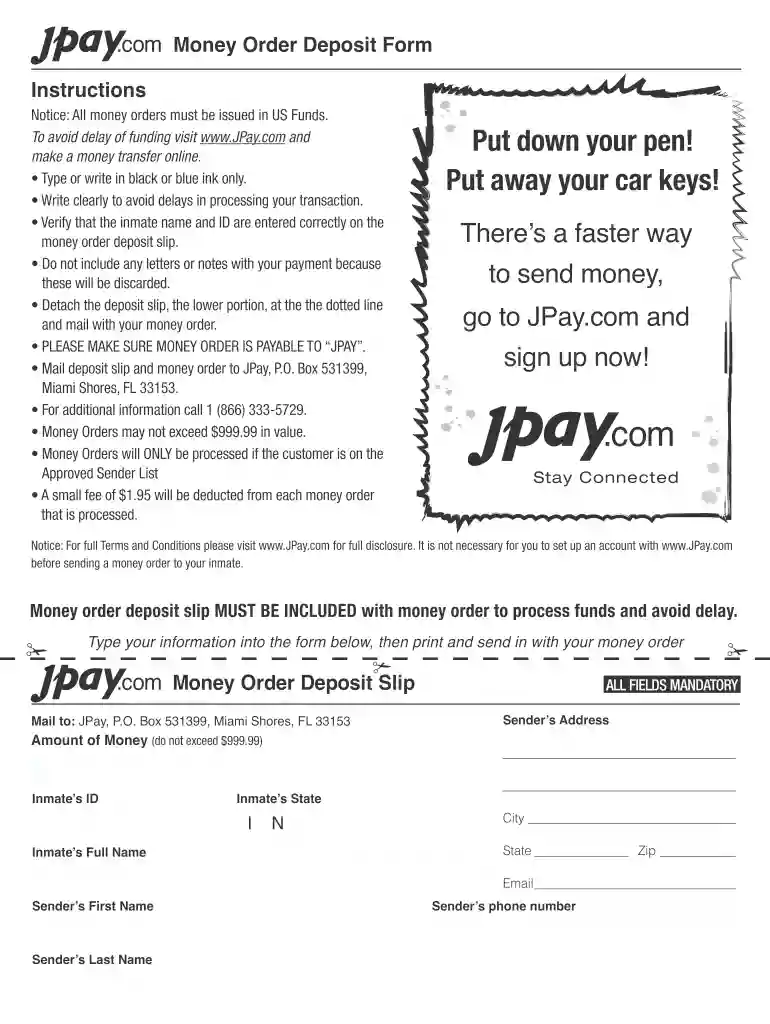 jpay money order deposit form Preview on Page 1