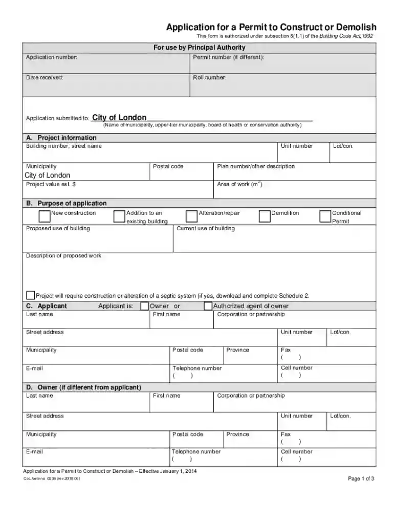 london application permit construct Preview on Page 1