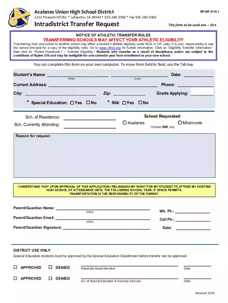 Uniform Complaint Form - Acalanes Union High School District Preview on Page 1