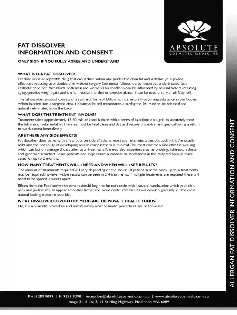 VASERSMOOTH PATIENT INFORMED CONSENT FORM Preview on Page 1