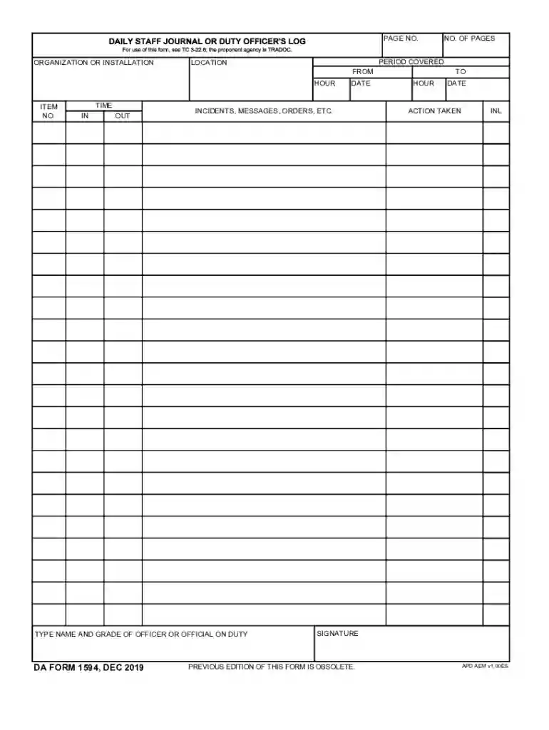 da form 1594 Preview on Page 1
