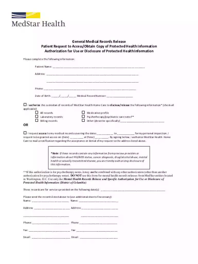 general medical records release copy Preview on Page 1