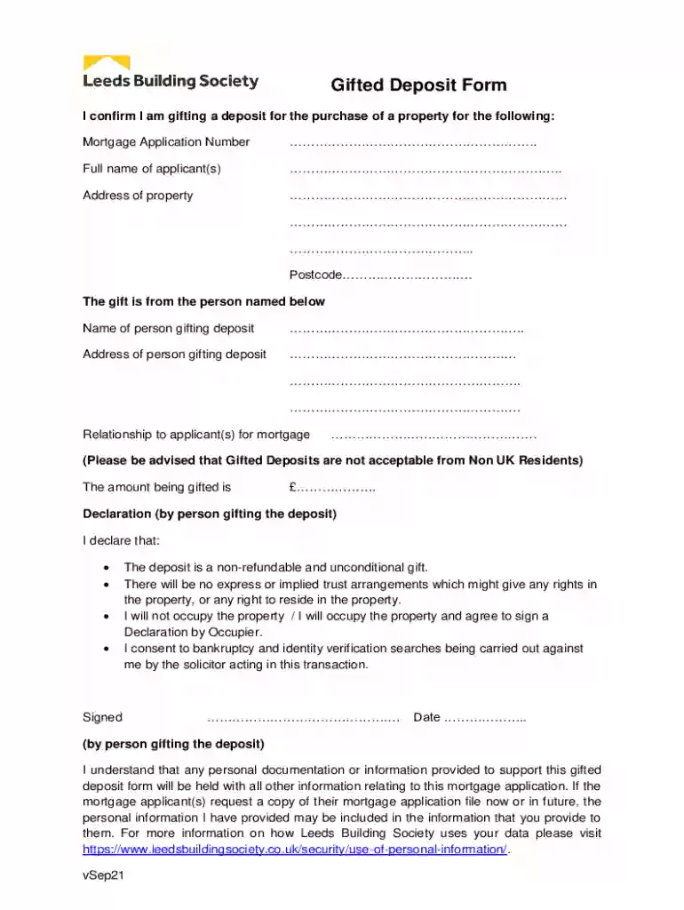 gifted deposit letter Preview on Page 1