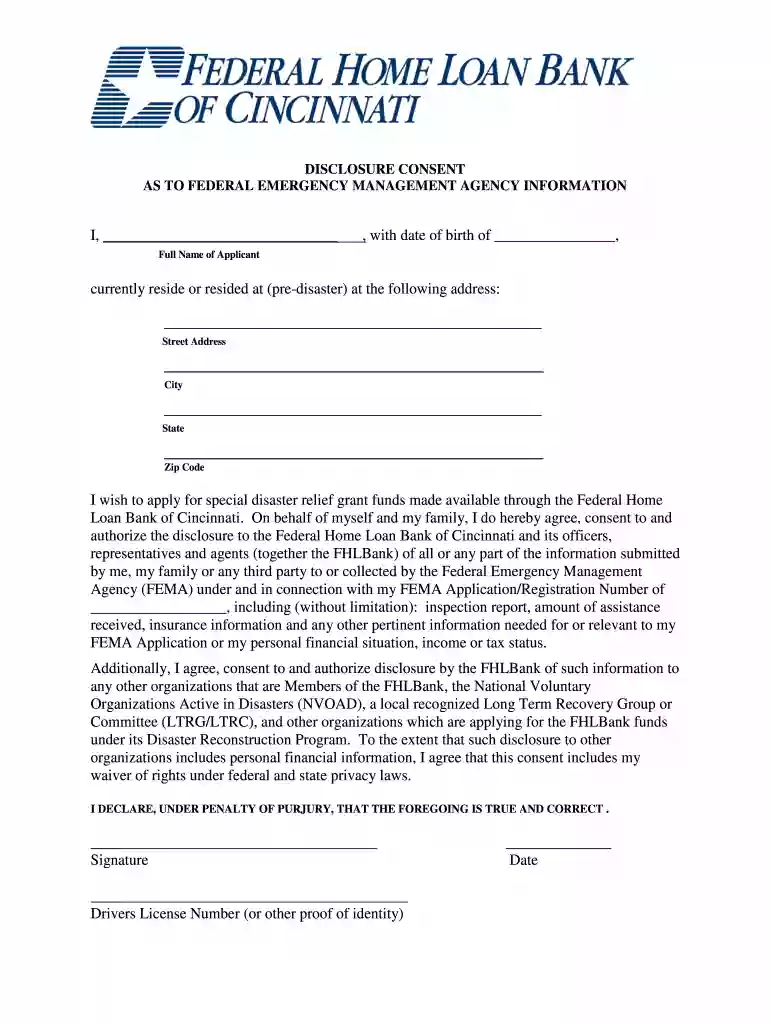 fema third party consent form Preview on Page 1