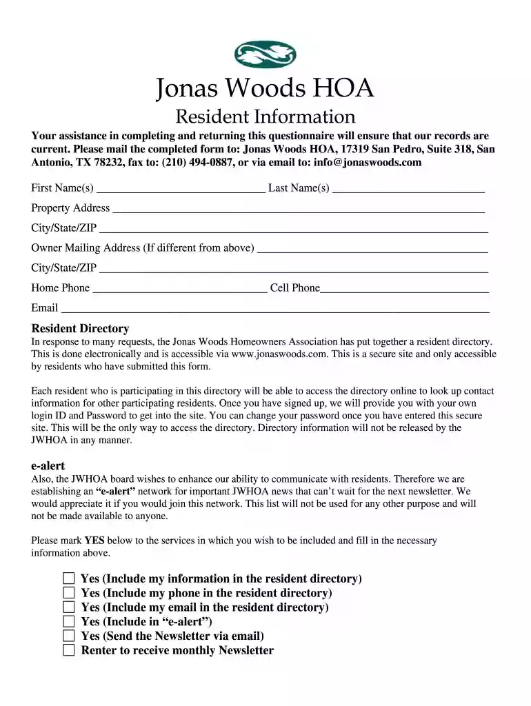 hoa forms free Preview on Page 1
