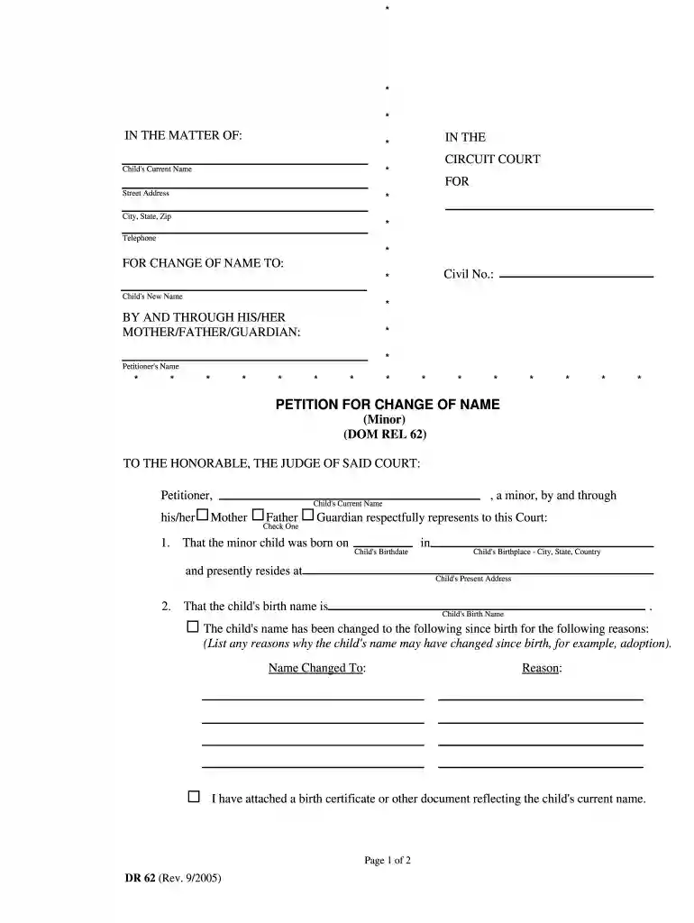 free name change forms Preview on Page 1