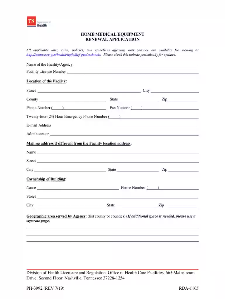 HOME MEDICAL EQUIPMENT RENEWAL APPLICATION Preview on Page 1