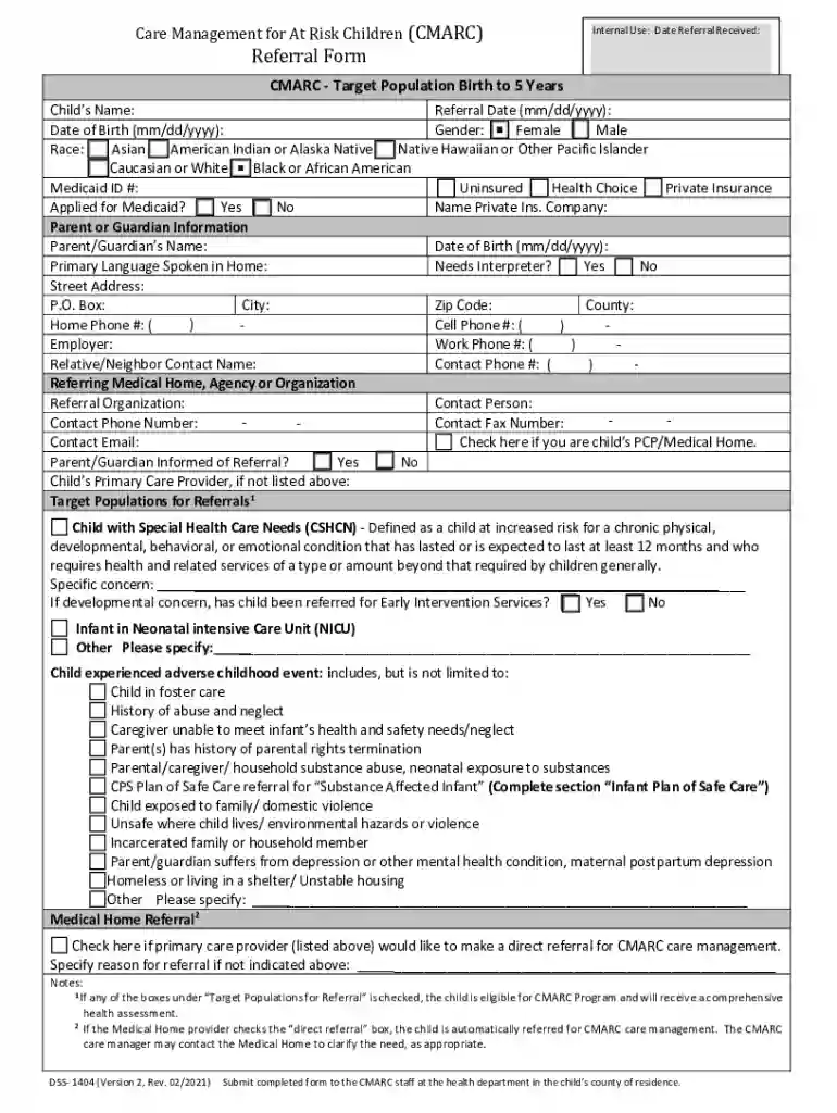 CC4C Screening and Referral Form - Cabarrus Health Preview on Page 1