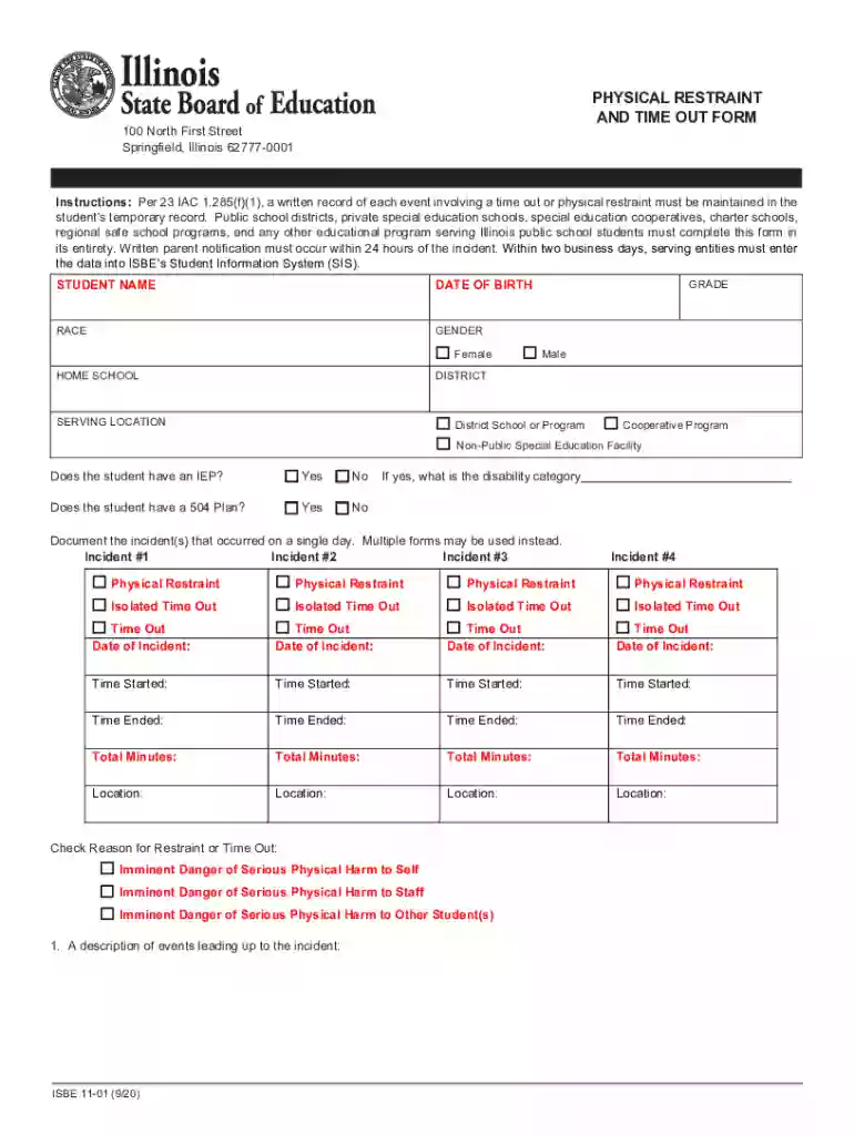 isbe time out form Preview on Page 1
