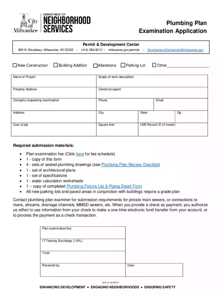 plumbing plan application form Preview on Page 1