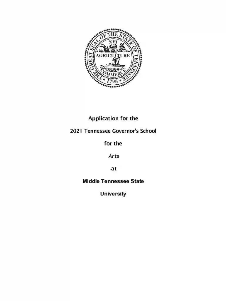 TN Application for the Tennessee Governors School for the Arts at MTSU Preview on Page 1