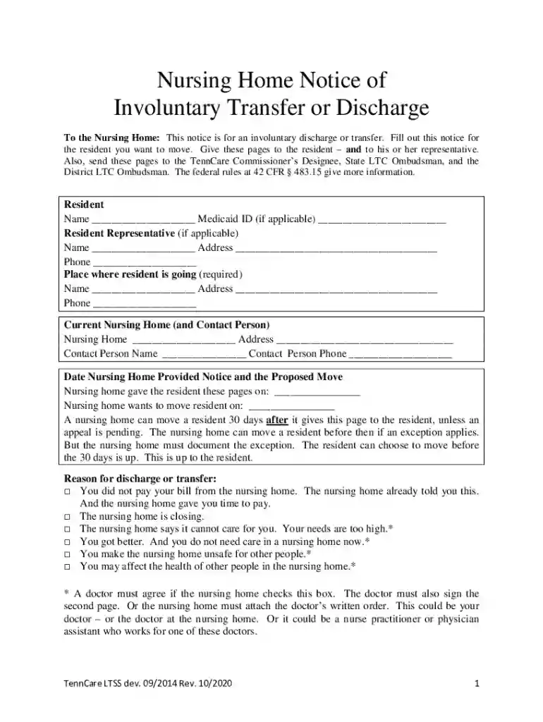 30 day discharge notice nursing home template Preview on Page 1