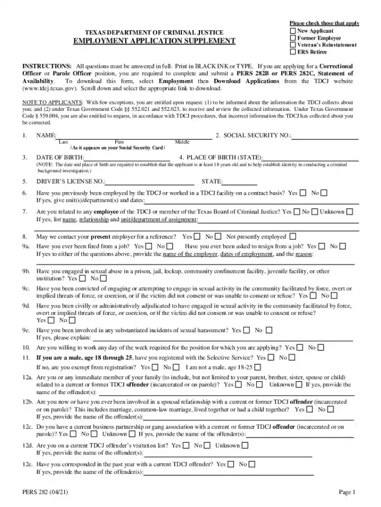 tdcj application Preview on Page 1
