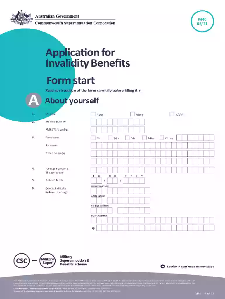 m40 form Preview on Page 1